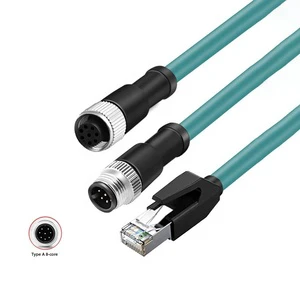 M12 to RJ45 Copper Network Cable a Type 8-core Coding Industrial Grade Camera High Flexible Shielding Connector Extension Cable