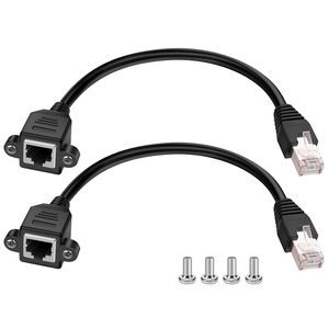 Factory Price Panel Mount RJ45 Male to RJ45 Female Extension Network Cable Lan Cabl Patch Cord Cable with Screw
