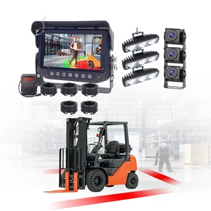 4CH BSD Forklift Camera System AI Pedestrian Detection Electronic Fence Buzzer Reverse Aid Collision Prevention IP68 Waterproof