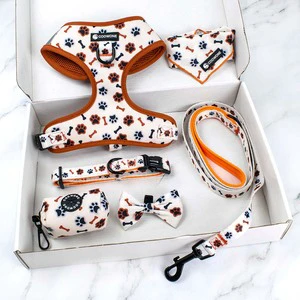 2026 Custom Designer Neoprene Dog Harness Luxury No Pull Adjustable Pet Harness Leash Collar Set Manufacturer Dog Harness Set