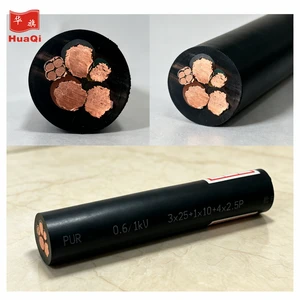 Huaqi 0.6/1kV PUR Multi Core Cable 3x25mm²+1x10mm²+4x2.5mm² Copper Conductor Flexible Power & Control Cable