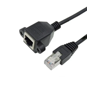 Custom 1m 2m 3m 8p8c Rj45 Panel Mount Screw Utp Ethernet Lan Cable Rj45 Cat5e Cat 6 Cat6e Male To Female Network Extension Cable