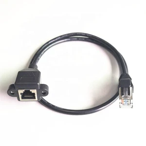 Free sample RJ45 Male to Panel mount RJ45 Female extension 8P8C network panel mount Rj45 Lan Cable with screw