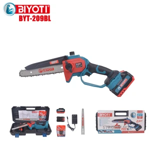 Biyoti BYT-209BL 8 Inch Brushless Cordless Chain Saw 10m/s High Speed Electric Wood Cutter Chain Saw Professional Garden Tool