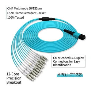 CPR CCA DCA Elite Low Loss MPO To LC Breakout Cable 12 Core OM3 Multimode 50/125 LSZH 3.0mm Fiber Optic Harness Patch Cord