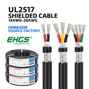 EHGS UL2517 Shielded Braided Cable 28/26/24/22/20/18/ AWG 2-10 Core Tinned Copper PVC Servo Controller Sensor Signal Cable