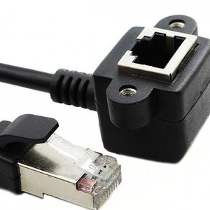 90 degree RJ45 Ethernet LAN Network Extension Cable right angle Male to Female Screw Panel Mount