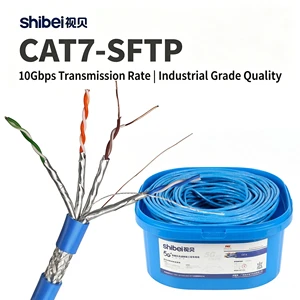 Shibei Factory CAT7 SFTP Cablel 23AWG Oxygen Free Copper Double Foil Shield Industrial CAT7 Ethernet Communication Cable