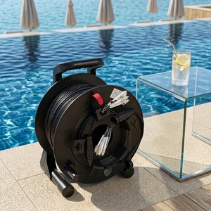 8core Om4 Multimode Mpo Lc Patch Cord 1000ft Armored Reel 10g Tactical Portable Retractable Fiber Optic Cable Video