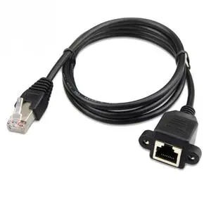 RJ45 Male to Female 1m LAN Ethernet Network Cable Extension Panel Mount Included