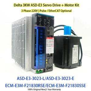 100% Original Delta 3KW Complete Servo System ASD-E3-3023-L/E&ECM-E3M-F21830RSE/SSE 3Phase 220V for CNC Packaging Machine