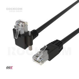 GigE RJ45 to RJ45 W/Thumbscrews R/A 90U High Flex Optional Gigabit Ethernet Cable for Industrial Camera Cat.5E