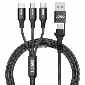 Hot Seller Wholesale Data Transfer Nylon Cable Custom Logo Fast Charging Wires 4 in 1 Charging Cable for Phone Gift Promotion