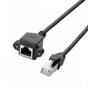 0.3m to 5m Ethernet LAN Extension Cable Accessory RJ45 Male to Female Screw Panel Mount Cable (0.3m/0.5m/0.6m/1m/1.5m/2m/3m/5m)