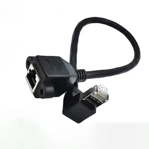 Gigabit RJ45 Ethernet Cable Extension Cable 90° Elbow Copper Male to Female RJ45 Broadband Connection Network Cable