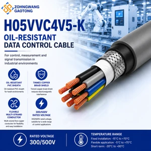 H05VVC4V5-K PVC Oil Resistant Data Control Cable 2-60 Core 0.5-2.5mm Foil+Braid Shielding Copper Conductor For Industrial