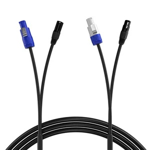 Professional 2 Core + 3 Pin XLR 2 In 1 Power And Signal Combo Cable Blue White Power Link DMX Cable For Stage Light Equipment