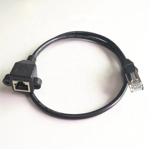 Free Sample and in Stock RJ45 Male to Panel Mount RJ45 Female Extension 8P8C Network Panel Mount RJ45 Cable with Screw