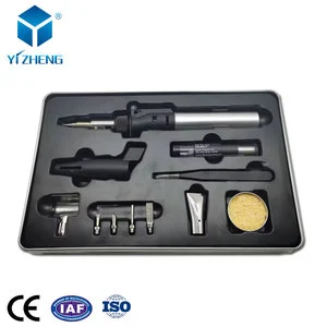 Portable 4 in 1 Gas Soldering Iron Kit Adjustable Cordless Hot Air Gun with Pistol Grip Handpiece Aluminum and Brass Gas Stove