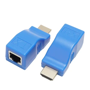 VCOM 1080P HD 1 Pair RJ45 HDMI Extender Extension 30m Over CAT6 Ethernet Ports LAN Network Cable