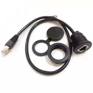 Wholesales Durable 0.5/1/1.5m Waterproof Dustproof CAT5 RJ45 Male to Female Panel Mount Ethernet LAN Network Extension Cable