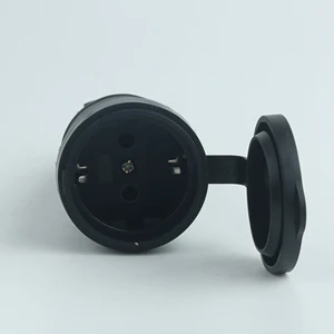 IP44 Waterproof Schuko Female Extension Socket, 10A 220V German Standard Rubber Portable Connector Socket With Dust Cover