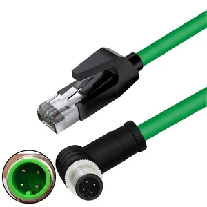 M12 4Pin D Code Male Angle Head RJ45 Ethernet Network Cable Waterproof High Flexibility Shielded Industrial Communication Cables