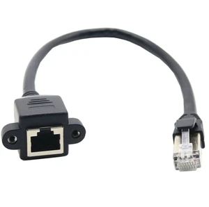 0.2m 0.3M 0.5m 0.6m 1m 2m 3m 5m RJ45 Cat5E Male to Female Screw Panel Shielded Ethernet LAN Network Extension Cable for Computer