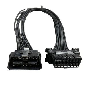 Custom One to Two Male and Female Pair Obd Extension Cable After-sale Service Obd2 Data Cable Automotive Wire Harness