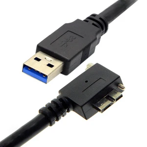 Micro-B Cable With Panel Mount 90 Degree Angled To USB 3.0 A Male Machine Vision