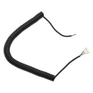 Custom 4 Core 1mm² 1.5mm² Solid Copper Power Cord Black Pre Stripped Spring Coiled Power Cable for Household Appliances