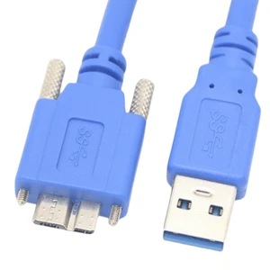 USB 3.0 AM to Micro BM Coaxial Industrial Camera Data Transfer Cable with Lock Screw and PVC Jacket