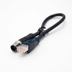 M12 8-Pin Straight Male to RJ45 Female Industrial Ethernet Adapter Cable for Automation & Machine Vision