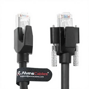 Alvin's GigE Vision Horizontal RJ45 Screw Lock Industrial Ethernet Cable Shielded CAT6a Compatible Camera Cognex Keyence Basler