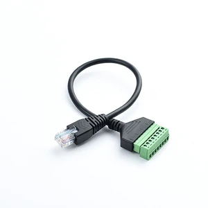 cantell RJ45 male plug to solder-free 8pin green screw terminal adapter Network extension cable
