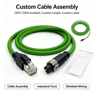 CAT6 IP67 M12 X Code RJ45 Plug Industrial Profinet EtherCAT Ethernet Cable Double Shielded Harness for Machines Oxygen-Free
