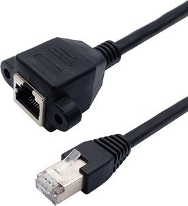 0.3m Ethernet Network Cable RJ45 Male Female Shielded Ethernet Rj 45 Connector Screw Panel Mount Extension Cable Communication