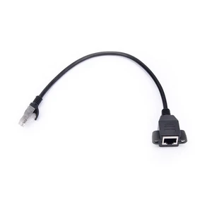 30cm RJ45 Cable Male to Female Screw Panel Mount Ethernet LAN Network Extension Cable