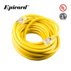 Heavy Duty 15A 125V 12/3 SJTW Waterproof Outdoor Extension Cord Lighted End Industrial Air Compressor Power Cable Bulk