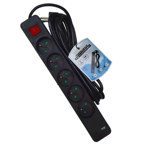 French Type Black 5 Outlets Extension Cable H05VV-F 3G1.0mm Sq 3/5/10 Meters IP20 Power Strip USB Type-C Sockets PVC Insulation
