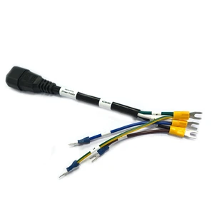 Custom C14 Power Cord Assembly PDU Extension Cable with Fork Terminal Wire Harness for Electric Bike Equipment 10A Rated