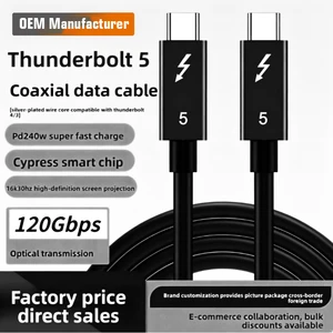TB5 120Gbps 16K 240W Type-C Coaxial Cable Manufacturer FCC CE RoHS Fast Cord Custom Logo OEM Factory FBA Bulk Wholesale