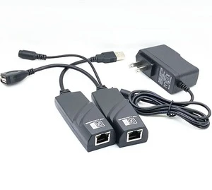 100m USB 2.0 Extender Over Cat5e/Cat6 Ethernet Cable RJ45 Extension Adapter Kit with Power Supply Support for CCTV Camera