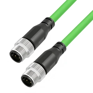 High Flex Cat5e SF/UTP Industrial Ethernet Cable M12 DCode 4-Pin Male to Male Stranded Copper PVC Jacket for GigE Vision Camera