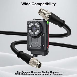 Alvin's Cables M12 X-Code 8 Pin Male to Male Cat6a Shielded Ethernet Cable Cognex Basler Industrial Camera High Flex 3m/9.8ft