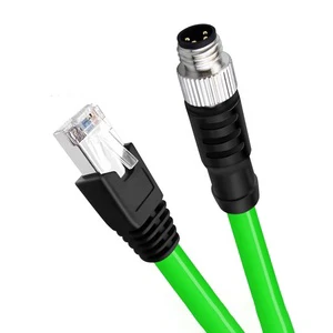 Factory High Flexibility M8 4pin Male RJ45 Plug Shielded Industrial Camera Drag Chain Cable Double Ended Communication