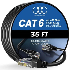 XCR Cat6 Ethernet Cable 10Gbps High-Speed Bare Copper Conductor PVC Insulation Outdoor Indoor RJ45 Computer Router Modem