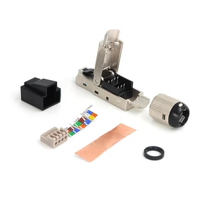 KRONZ Tool-Free Field Termination RJ45 Plug For Cat.6/6A/7 Cable 23-24 AWG Supports Up To 100W PoE Industrial Ethernet Connector
