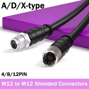 X-Type M12 Extension Cable 8Pin 12-pin A/D-Type Industrial Camera Network Wire 4 Pin Shielded Gigabit Drag Chain Connection Line