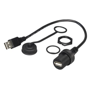 Waterproof USB Cable Panel Mount USB A Male To Female Extension Cable Data Cord With Dust-proof Cover